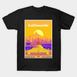 Kathmandu Nepal Vintage Travel and Tourism Advertising Print T-Shirt